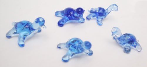 Set of Five Blown Glass Turtle Figurine Set 0.5"h