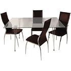 Medallion 5Pc Dining Set - Clear with Brown Chairs (Clear Brown) (Sizes Vary) by Walker Edison