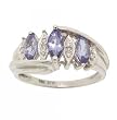 Tanzanite & Diamond 3 Stone Ring Ladies Ring Crafted in 14K White Gold