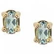 New Blue Oval Shape Aquamarine Yellow Gold 10K Stud Earrings