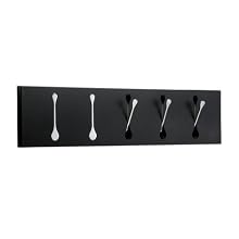 Adesso WK1112-01 Scoop Five Wall Hook, Black Finish with Chrome Hooks