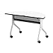 Safco Rumba Table, Half Round, 48 x 24 Designer White Tabletop & Metallic Gray Base