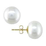 14K Yellow Gold 11-12mm Cultured Freshwater Pearl Earrings