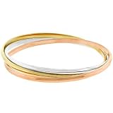 New C.ALAN COMPANY 14k Gold and White Gold Rhodium Bonded Interwoven Triple Hoop Bangle Bracelet
