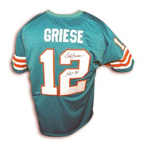 Bob Griese Signed Miami Dolphins Teal Throwback Jersey Inscribed - HOF 90