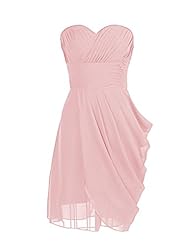 Strapless Chiffon Short Asymmetric Flowy Sweetheart Homecoming Dress/Bridesmaid Dress/Prom Dress/Party Dress 