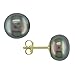 9-10 mm Black Freshwater Pearl Earrings in 10k title=