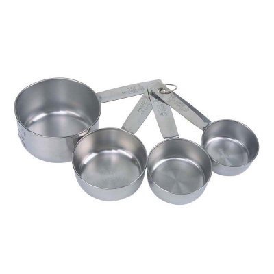 Faringdon Set Of 4 Stainless Steel Measuring Cups, 60, 80, 125, 250ml