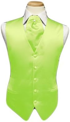 Tuxedo Vest - Solid Satin with Matching Pin Ascot, Lime (39-42 = medium)