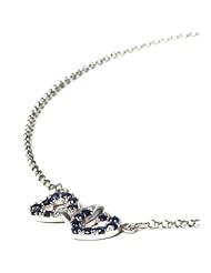 2.04 Carat Genuine Blue Sapphire Heart Shape 925 Sterling Silver Necklace