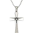 14K Ion Plated Stainless Steel Diamond Cross Pendant - 0.03 Ct.