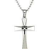 14K Ion Plated Stainless Steel Diamond Cross Pendant - 0.03 Ct.