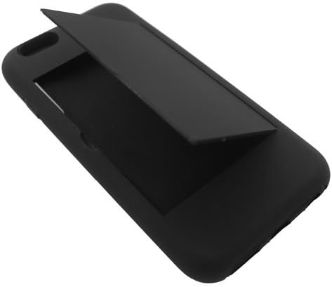 Leebrae iPhone 6 / 6S Credit Card Holder/ Wallet Hard Rubberized Case with Silicone Core (Black and Black)