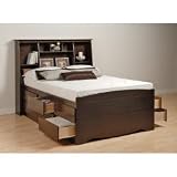 Tall Queen Size Platform Bed with Bookcase Headboard - Prepac Furniture - EBQ-6212-SET-2