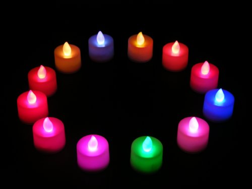 Lot de 12 bougies à piles, sans flammes, à LED qui change de couleur