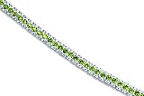 Bold and Beautiful 10.50 carats total weight Round Cut Peridot Gemstone TennisBracelet in Sterling Silver