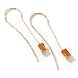 14K Rose or Yellow Gold Gemstone Choice Threader Earrings