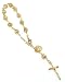 Gorgeous 24k Yellow Gold Layered Filigree Beaded Rosary Bracelet with Crucifix and Coin Charms ~ Comes in a Beautiful Velour Gift Box