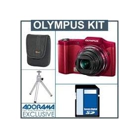 Olympus SZ-12 Digital Camera Kit, Red with 8GB SD Memory Card, Camera Case, Table Top Tripod