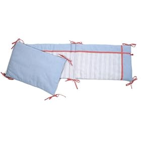 Baby Boum Cotty Blue 100% cotton Patchwork Cot Bed Bumper (Blues and Red, 36 x 180cm)