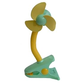 Childs push chair fan with clip - green
