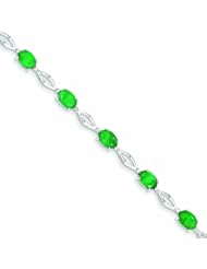 Genuine 14K White Gold White Gold Diamond And Emerald Bracelet 5 Grams Of Gold 100% Satisfaction Guaranteed.