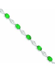 8.4 Carat 14K White Gold Diamond and Emerald Bracelet