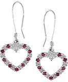 10k White Gold Ruby Diamond Heart Earrings
