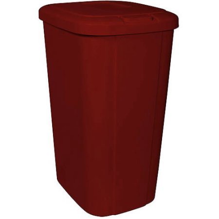 Hassle free Hefty Touch Lid 13.3 Gallon Red Trash Can.