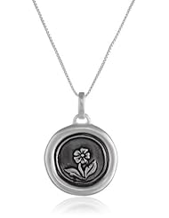 Sterling Silver "Live Simply, Love Generously, Care Deeply, Speak Kindly" and Flower Reversible Pendant Necklace , 18"