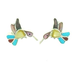 Beautiful! Sterling-silver Zuni Made-Hummingbird earrings