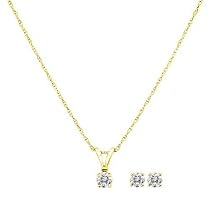 14k Yellow Gold Diamond Pendant and Earring Set (1/3 cttw, H Color, I2-I3 Clarity), 18"