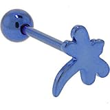 Blue Titanium Anodized 3-D DRAGONFLY Barbell Tongue Ring