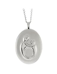 Sterling Silver Mother and Child Locket Pendant Necklace With 18" Silver Chain