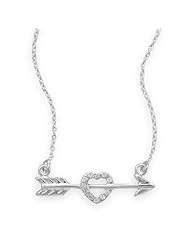 16" Arrow with CZ Heart Necklace