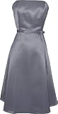 50's Strapless Satin Formal Bridesmaid Prom Dress Holiday Gown, Large, Slate
