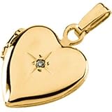 14K Yellow Gold Heart Shaped Diamond Locket