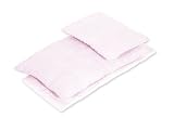 Pinolino 28685-7 – Bettzeug für Puppenbetten, 3-tlg., Vichy-Karo rosa