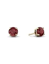 Genuine Ruby 14kt Yellow Gold Stud Earrings