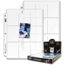 100 BCW 9 Pocket Storage Sheets for Baseball, Football, Basketball, Hockey, Yugioh, Pokemon and Other Collector Cards That Fit in Standard Sized Pages