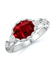 Oval Ruby and Round Diamond Vintage Ring in White Gold