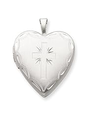 Genuine .925 Sterling Silver 20mm Satin & D/C Cross Heart Locket. 100% Satisfaction Guaranteed.