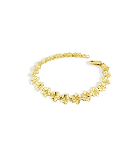Ladies 14k Yellow Gold Hawaiian Flower Lei Bracelet