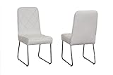 IMAGE OF Diamond Patterned Leatherette Dining Side Chairs (Set of 2): White
