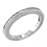 0.18ct Fine Diamond 14k White Gold Wedding Ring Antique-style