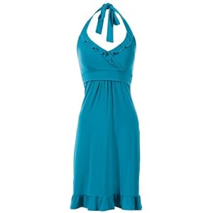 Flirty Halter Maternity and Nursing Top Dress - Teal