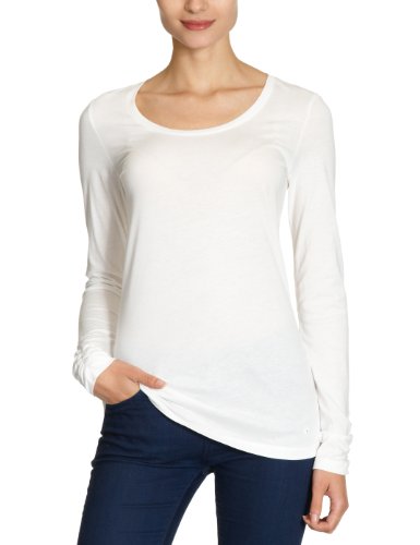 TOM TAILOR Damen Langarmshirt 10216570970/lexi rib longsleeve, Gr. 38 (M), Elfenbein (8210 Preisvergleich