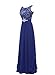 Grace Lee Round Neck Lace Sleeveless Long Prom Evening Dresses