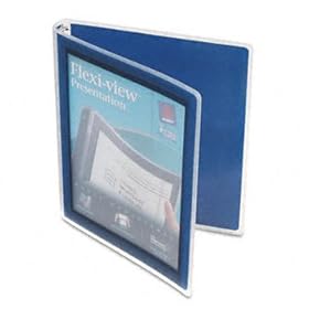 Flexi-View Round-Ring Presentation View Binder, 1/2 Capacity, Navy Blue