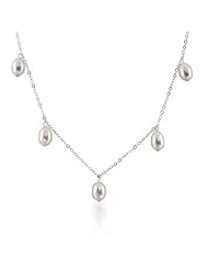 Bling Jewelry Bridal Freshwater Pearl 925 Silver Dangle Teardrop Necklace